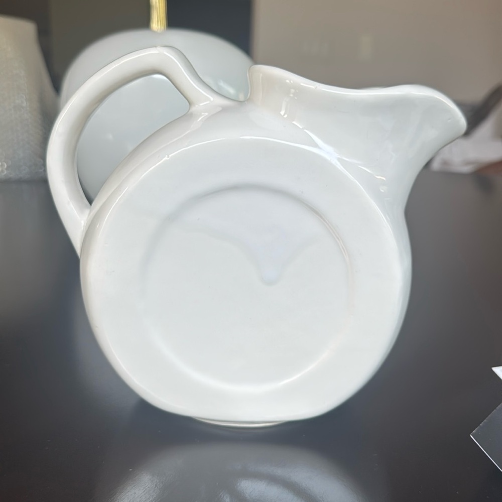 Vintage Coorsite White Disc Water Pitcher
